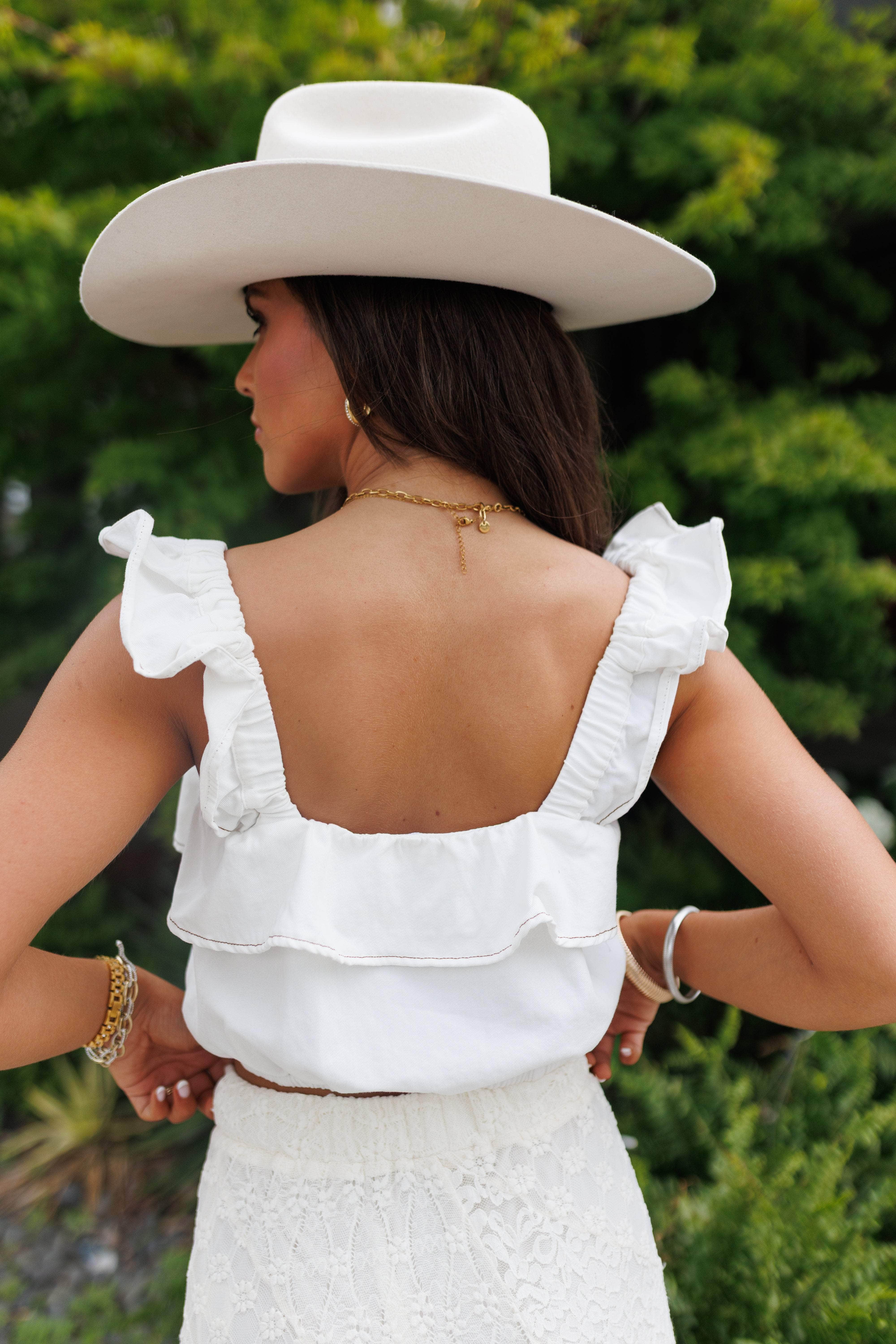 White Bubble Hem Top - Image 2