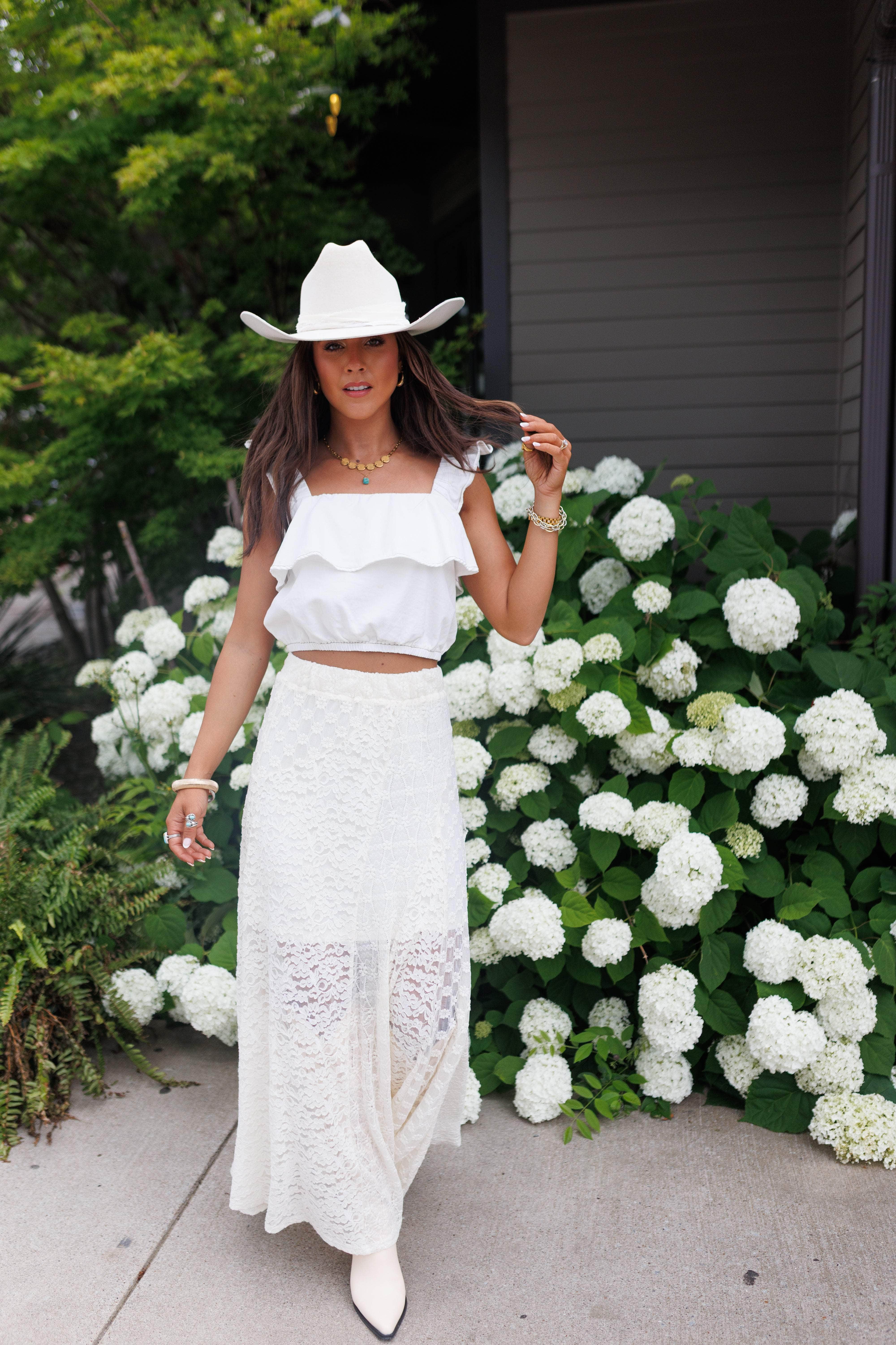 White Bubble Hem Top - Image 3